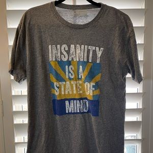 Beachbody, Insanity is a State of Mind, Tshirt, Grey, Size Large, greatcondition